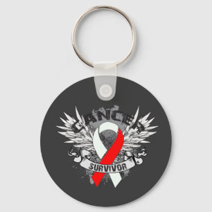 Grunge Winged lint Oraal Kanker Overleving Sleutelhanger