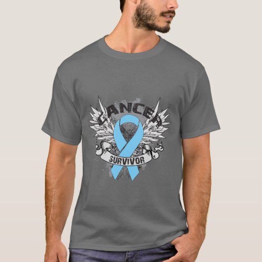 Grunge Winged lint Prostate Cancer Survivor T-shirt (Voorkant)