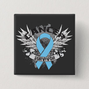 Grunge Winged lint Prostate Cancer Survivor Vierkante Button 5,1 Cm