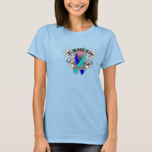 Grunge Winged lint Thyroid Cancer Surviance T-shirt