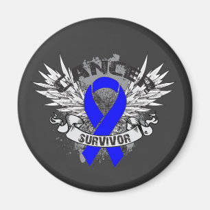 Grunge Winged Ribbon Colon Cancer Survivor Magneet