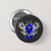 Grunge Winged Ribbon Colon Cancer Survivor Ronde Button 5,7 Cm (Voorkant /achterkant)