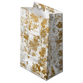  Grunge witgouden damast bloemmotief Klein Cadeauzakje (Voorkant Gekanteld)