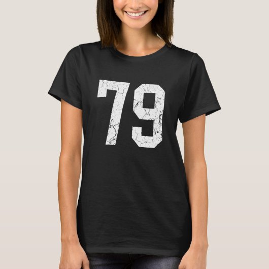 Grunge Witte Nummer 79 Jersey Uniform Speler Fan T-shirt (Voorkant)