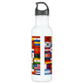 Grunge World Flags Collage Designer Waterfles (Achterkant)