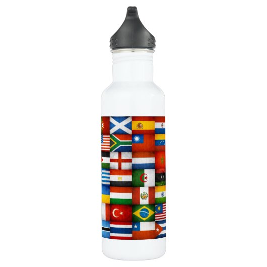 Grunge World Flags Collage Designer Waterfles (Rechts)