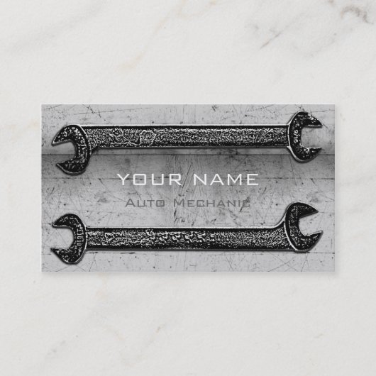 Grunge Wrenches Grey ID321 Visitekaartje (Voorkant)