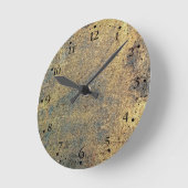 Grunge Yellow & Blue Rusted Clockface 1 Black Ronde Klok (Hoek)