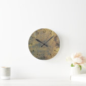 Grunge Yellow & Blue Rusted Clockface 1 Black Ronde Klok (Huis)