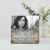 Grunge Zebra Stripes Afstuderen Invitation Kaart (Staand voorkant)