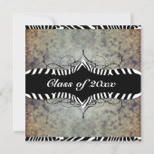 Grunge Zebra Stripes Afstuderen Invitation Kaart (Achterkant)