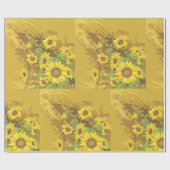 Grunge Zonnebloem Art Bold Rustiek Geel Bloemen Cadeaupapier (Vlak)