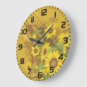 Grunge Zonnebloem Art Bold Rustiek Geel Bloemen Grote Klok (Hoek)