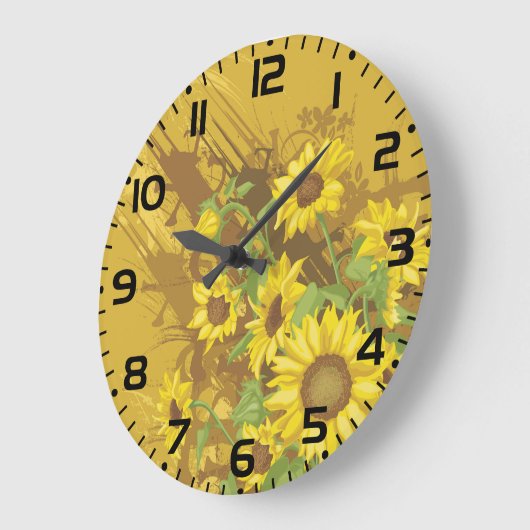 Grunge Zonnebloem Art Bold Rustiek Geel Bloemen Grote Klok (Hoek)