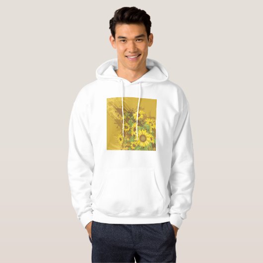 Grunge Zonnebloem Art Bold Rustiek Geel Bloemen Hoodie (Voorkant volledig)