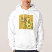 Grunge Zonnebloem Art Bold Rustiek Geel Bloemen Hoodie (Voorkant)