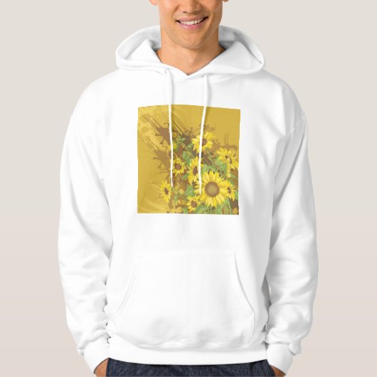 Grunge Zonnebloem Art Bold Rustiek Geel Bloemen Hoodie (Voorkant)
