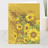 Grunge Zonnebloem Art Bold Rustiek Geel Bloemen Kaart (Voorkant)