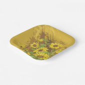 Grunge Zonnebloem Art Bold Rustiek Geel Bloemen Papieren Bordje (Gebogen)