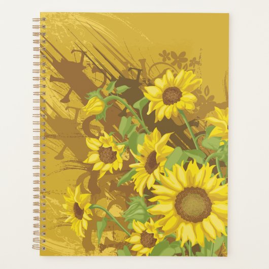 Grunge Zonnebloem Art Bold Rustiek Geel Bloemen Planner (Voorkant)