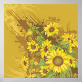 Grunge Zonnebloem Art Bold Rustiek Geel Bloemen Poster (Voorkant)