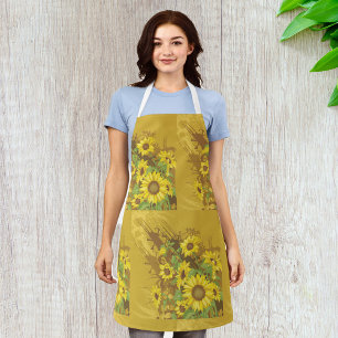 Grunge Zonnebloem Art Bold Rustiek Geel Bloemen Schort