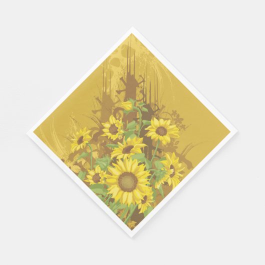 Grunge Zonnebloem Art Bold Rustiek Geel Bloemen Servet (Hoek)
