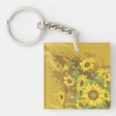 Grunge Zonnebloem Art Bold Rustiek Geel Bloemen Sleutelhanger (Voorkant)