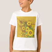 Grunge Zonnebloem Art Bold Rustiek Geel Bloemen T-shirt (Voorkant)