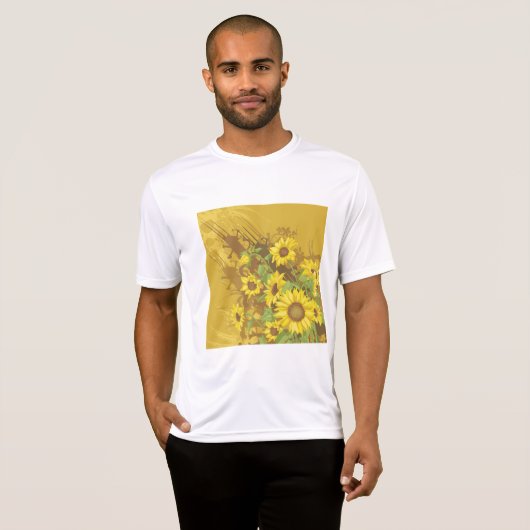 Grunge Zonnebloem Art Bold Rustiek Geel Bloemen T-shirt (Voorkant volledig)