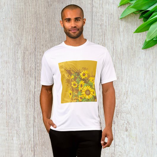 Grunge Zonnebloem Art Bold Rustiek Geel Bloemen T-shirt
