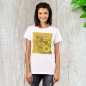 Grunge Zonnebloem Art Bold Rustiek Geel Bloemen T-shirt