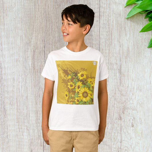 Grunge Zonnebloem Art Bold Rustiek Geel Bloemen T-shirt