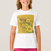 Grunge Zonnebloem Art Bold Rustiek Geel Bloemen T-shirt (Voorkant)