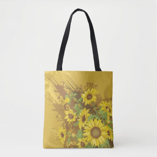 Grunge Zonnebloem Art Bold Rustiek Geel Bloemen Tote Bag (Voorkant)