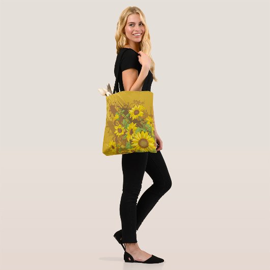 Grunge Zonnebloem Art Bold Rustiek Geel Bloemen Tote Bag