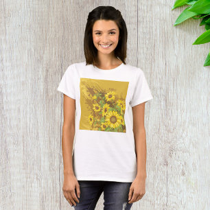 Grunge Zonnebloem Kunst Stout Landelijk Geel Bloem T-shirt