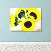 Grunge Zonnebloemen Canvas Afdruk (Insitu (Houten vloer))