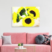 Grunge Zonnebloemen Canvas Afdruk (Insitu (Woonkamer))