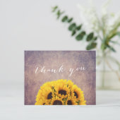 Grunge Zonnebloemen Dank u Briefkaart (Staand voorkant)