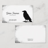 Grunge Zwart & Wit Crow Silhouet Tattoo Artiest Visitekaartje (Voorkant / Achterkant)