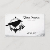 Grunge Zwart-wit Crow Silhouet Tattoo Visitekaartje (Voorkant)