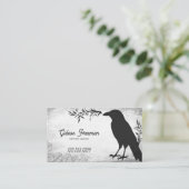 Grunge Zwart-Wit Crow Tattoo Artiest Visitekaartje (Staand voorkant)
