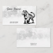 Grunge Zwart & Wit Splash Tijger Tattoo Artiest Visitekaartje (Voorkant / Achterkant)