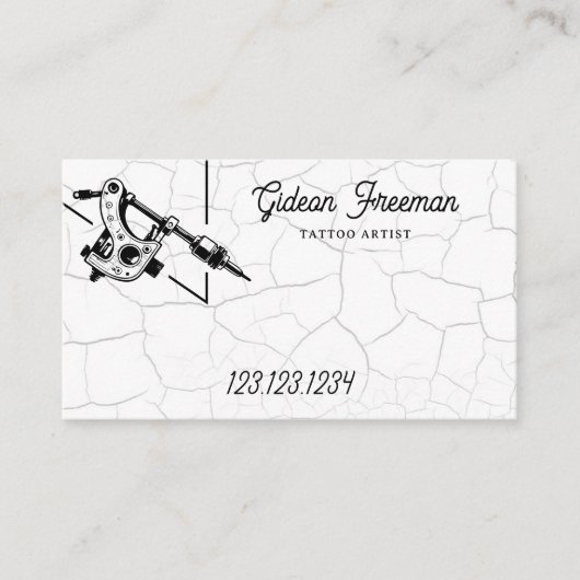 Grunge Zwart & Wit Tattoo Pistool Visitekaartje (Voorkant)