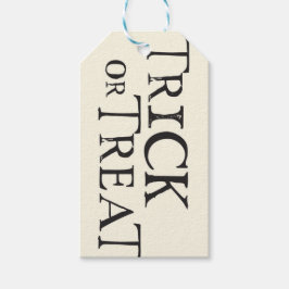 Grunge Zwarte en Crème Trick or Treat Labels Cadeaulabel