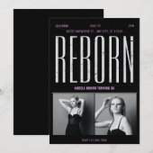 Grunge zwarte verjaardag herboren kaart (Voorkant / Achterkant)