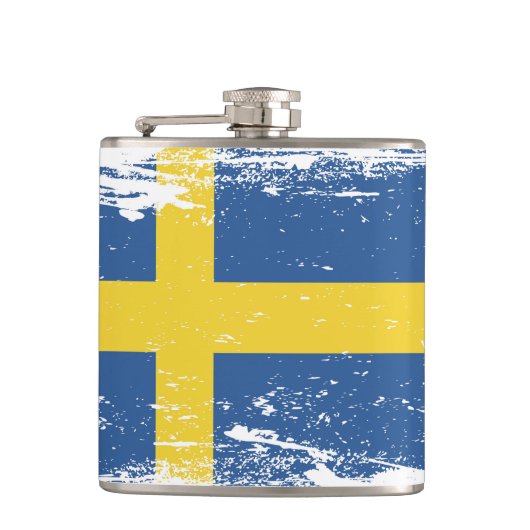 Grunge Zweden vlag Heupfles (Voorkant)