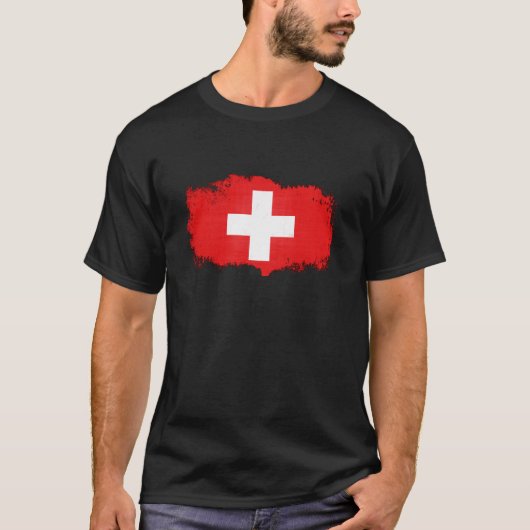Grunge Zwitserland Flag T-shirt (Voorkant)