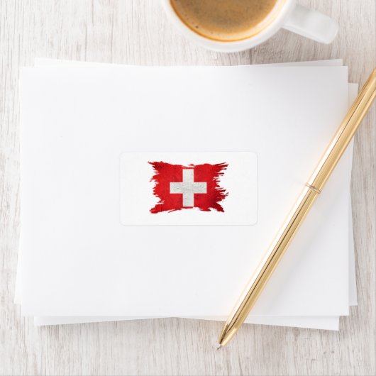 Grunge Zwitserland vlag, penseelstreek, Zwitserse Etiket (Insitu)